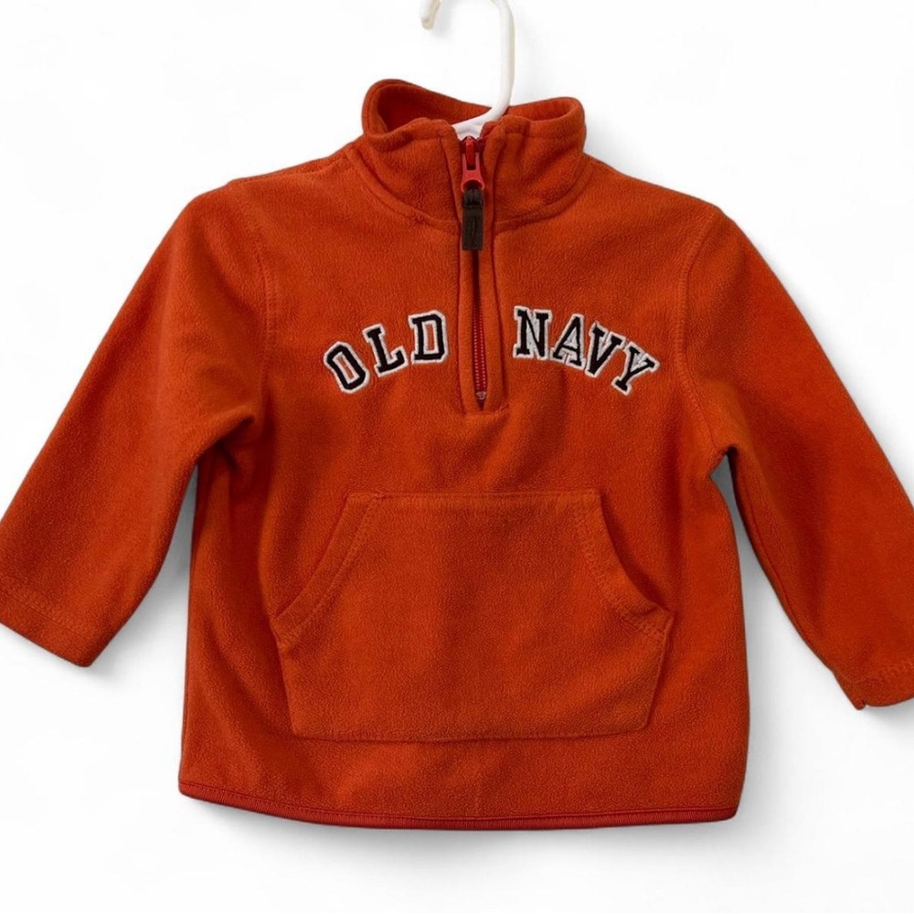 12-18M Old Navy 90’s Vintage Orange Fleece 3/4 Zip Up Sweater Varsity Gorpcore